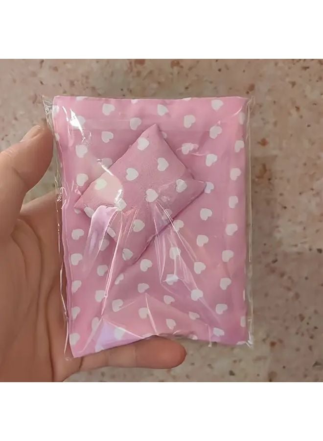 2pcs Miniature Dollhouse Bedding Set Flower Color Bed Sheets And Pillowcases - Image 2